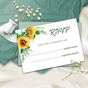 Sunflower Rustic RSVP Wedding Card