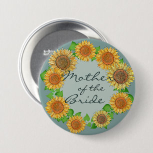 Sunflower Rustic Sage Green Mother of the Groom 7.5 Cm Round Badge