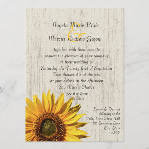 Sunflower Rustic Wedding Invitation