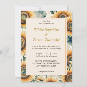 Sunflower Rustic Wedding Invitation