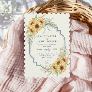 Sunflower Rustic Wedding Invitation Floral