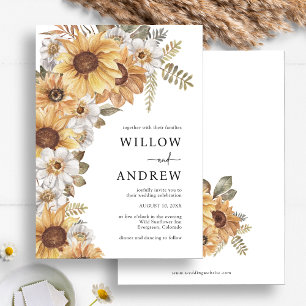 Sunflower Rustic Wedding Invitations