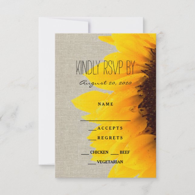 Sunflower Rustic Wedding RSVP Card (Front)