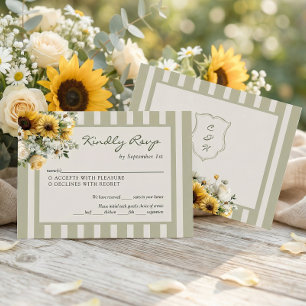 Sunflower Rustic Wedding RSVP Card