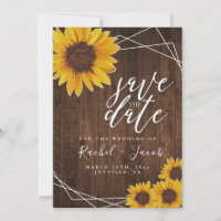 Sunflower Rustic Wedding Save the Date Invitation