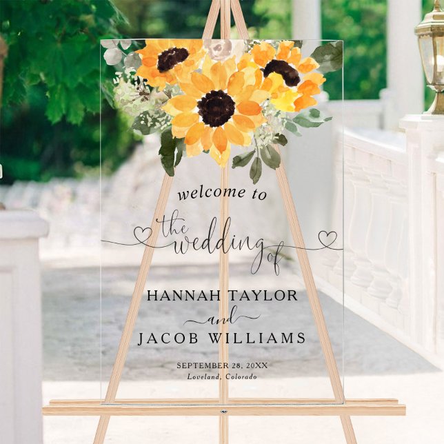 Sunflower Rustic Wedding Welcome Acrylic Sign (Creator Uploaded)