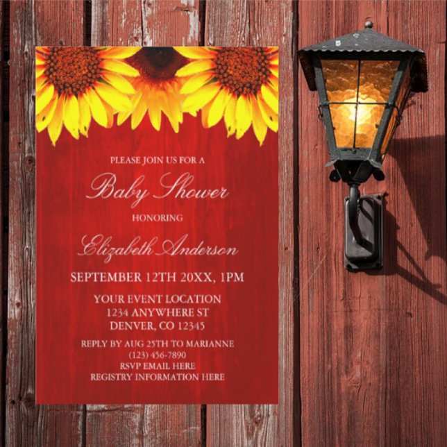 Sunflower Rustic Wood Baby Shower Invitation (Creator Uploaded)