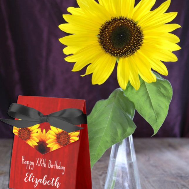 Sunflower Rustic Wood Birthday Favour Box (Creator Uploaded)