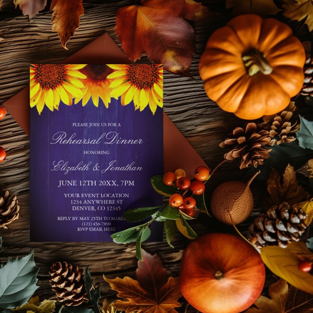 Sunflower Rustic Wood Rehearsal Dinner Invitation (Creator Uploaded)