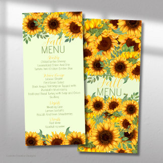 Sunflower Rustic Yellow Floral Menu