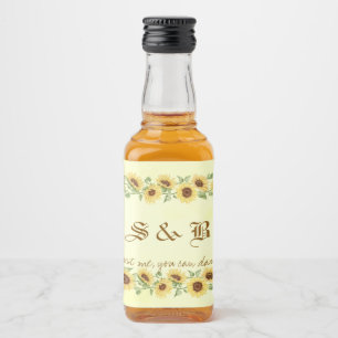 Sunflower Rustic Yellow Funny Wedding Liquor Bottle Label