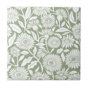  Sunflower Sage Green Minimal Monochrome Tile