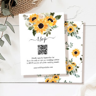 Sunflower Sage Greenery QR Code Wedding RSVP Enclosure Card