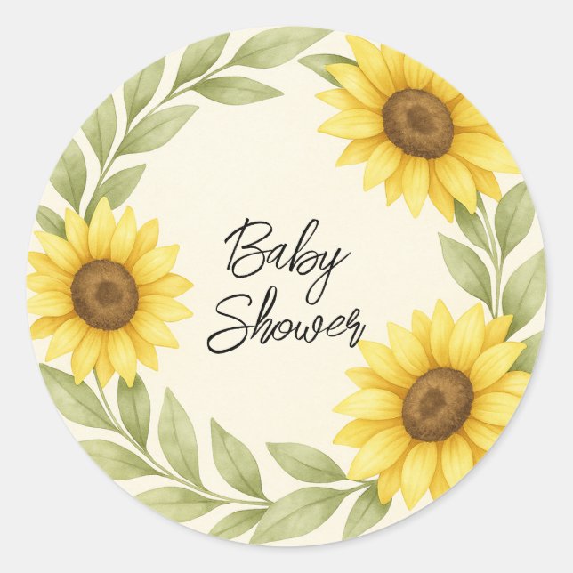 Sunflower & Sage Rustic Baby Shower Envelope Seal (Front)