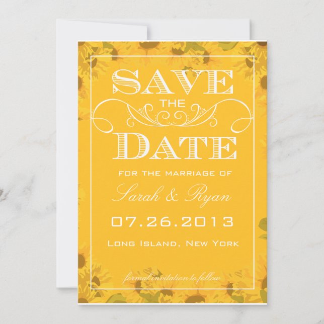 Sunflower Save the Date Announcement (Front)