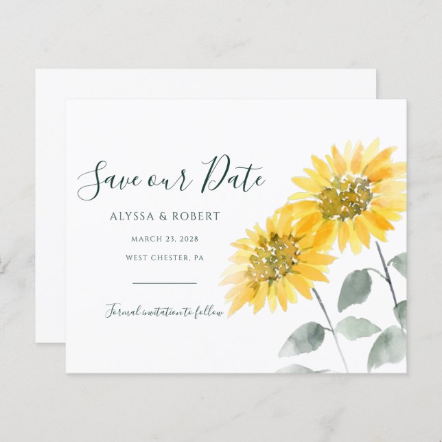Sunflower Save the Date Country Announcement (Front/Back)