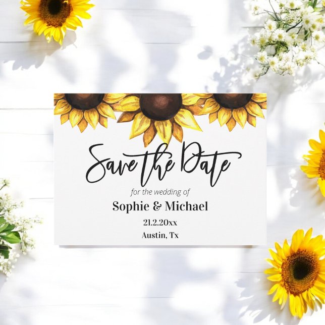 Sunflower Save the Date Floral Wedding  Announcement (Creator Uploaded)
