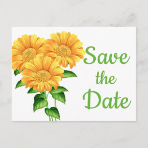 Sunflower Save the Date Floral Wedding Engagement Postcard