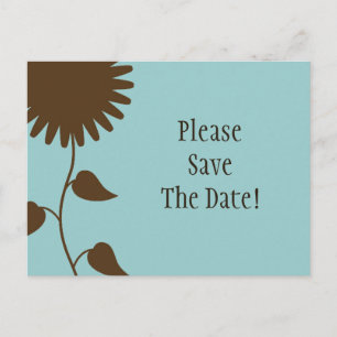 Sunflower Save the Date Postcard on Turquoise