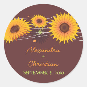 Sunflower Save The Date Wedding Announcement 3 Classic Round Sticker