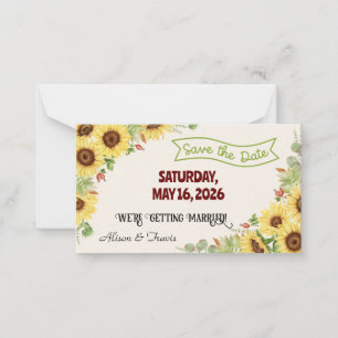 SUNFLOWER SAVE THE DATE WEDDING CARD