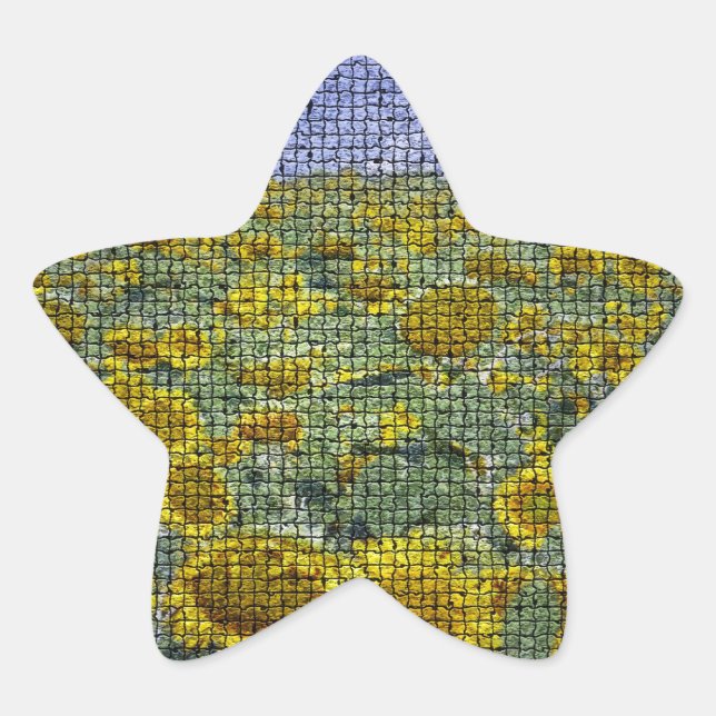 Sunflower Scape Textured Star Sticker (Front)