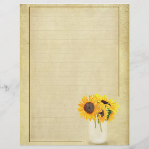Sunflower Scrapbook Lined Writing Paper