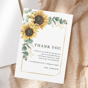 Sunflower Script Bridal Shower Thank You Card
