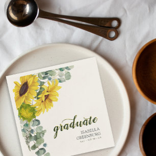 Sunflower Script Graduation Party Napkin