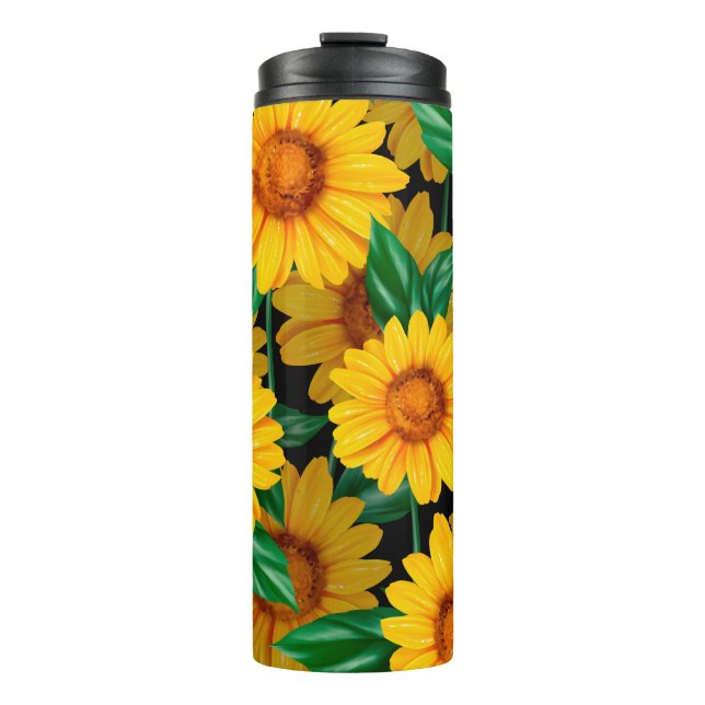 Sunflower seamless pattern. Background with yellow Thermal Tumbler (Front)