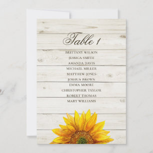 Sunflower seating chart. Rustic wedding wood barn Invitation