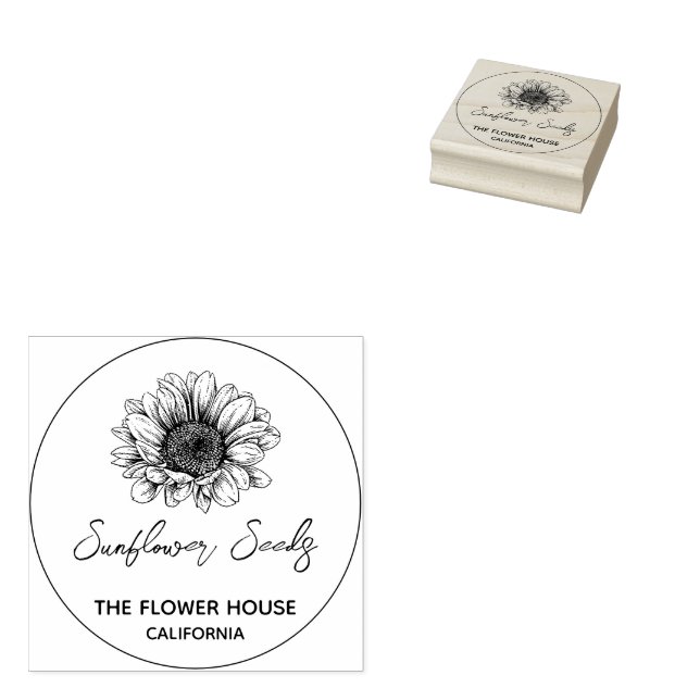 Sunflower Seed Packet Rubber Stamp (Stamped)