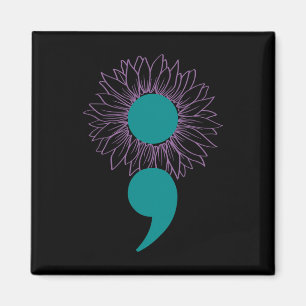 Sunflower Semicolon Suicide Awareness Mental Healt Magnet