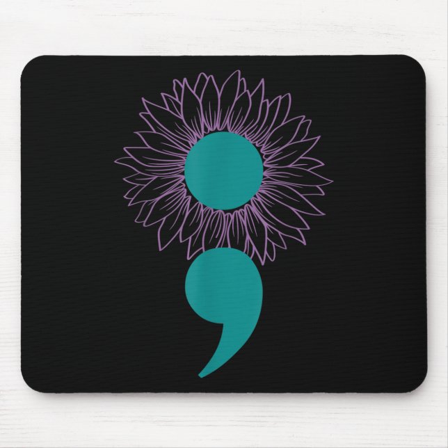 Sunflower Semicolon Suicide Awareness Mental Healt Mouse Pad (Front)