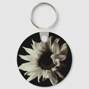 Sunflower - Sepia Fine Art Photograph Unique Cool Key Ring