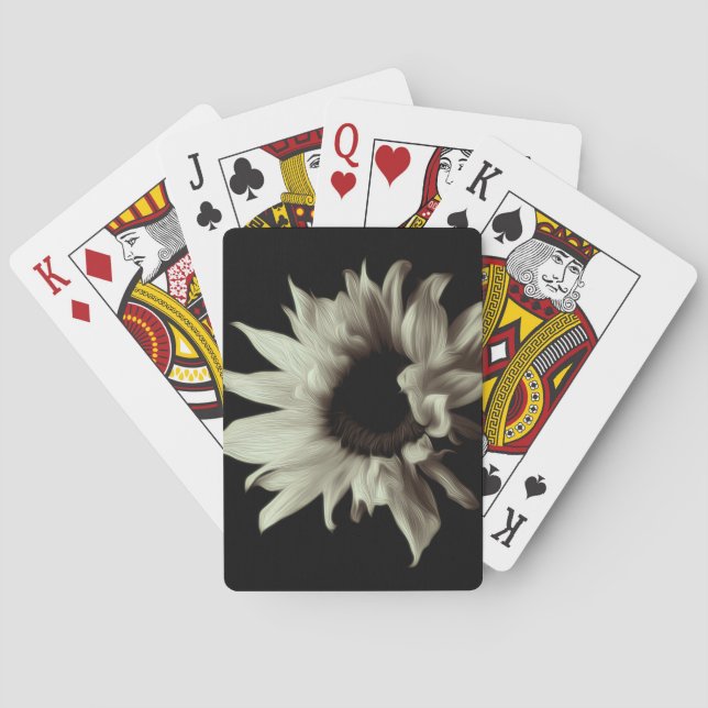 Sunflower - Sepia Fine Art Playing Cards (Back)
