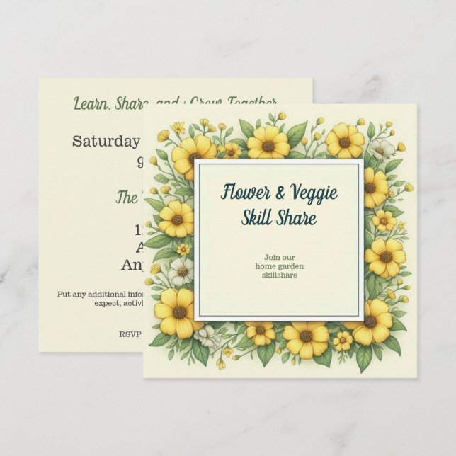 Sunflower Session Skillshare Invitation (Front/Back)