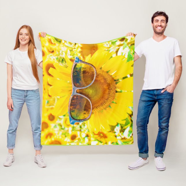 Sunflower Shades Chic Fleece Blanket (In Situ)