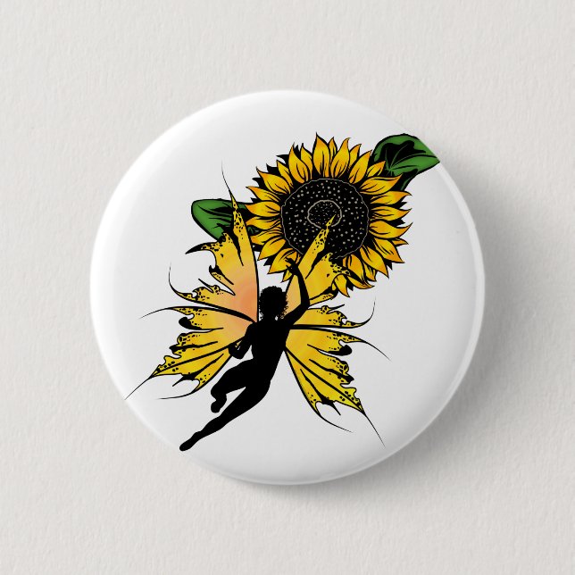 Sunflower Shadow Fairy 6 Cm Round Badge (Front)