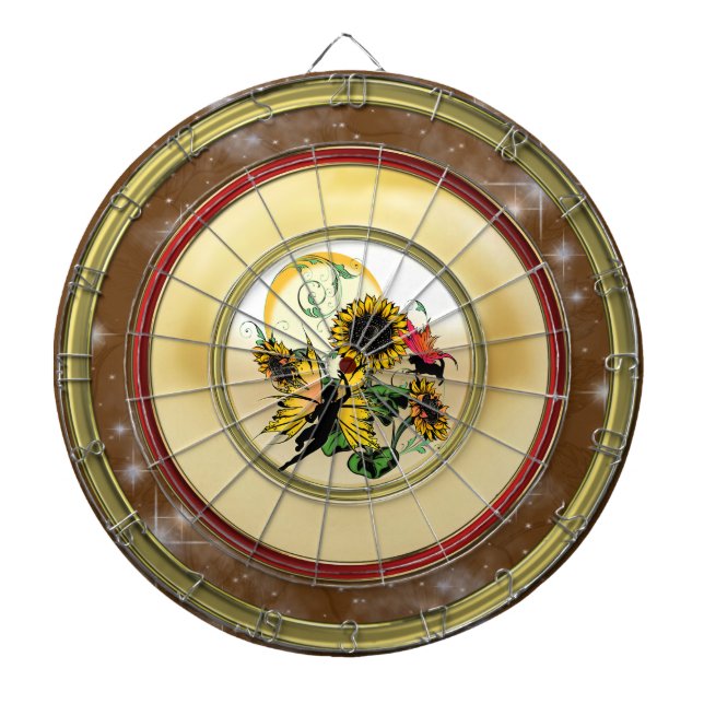Sunflower Shadow Fairy and Cosmic Cat Dartboard (Front)