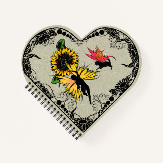 Sunflower Shadow Fairy and Cosmic Cat Notebook