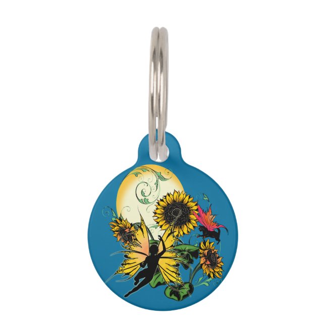 Sunflower Shadow Fairy and Cosmic Cat Pet Tag (Front)