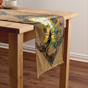 Sunflower Shadow Fairy and Cosmic Cat Short Table Runner