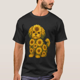 Sunflower Shih Tzu Dog Flower Gardening Floral T-Shirt