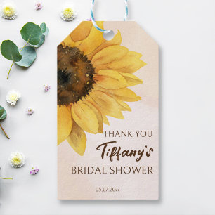 Sunflower shower favour gift bag tags