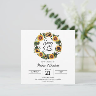 Sunflower Simple Modern Wedding Save The Date