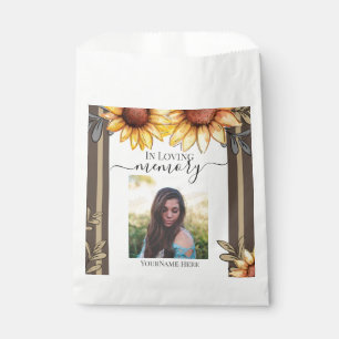 Sunflower Simple Photo Funeral Keepsake Favour Bags