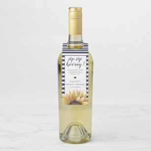 Sunflower Sip Sip Hooray Navy Stripe Bottle Tag