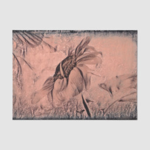 Sunflower Sketch Sepia Vintage Antique Decoupage Tissue Paper