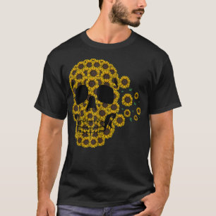Sunflower Skull Lazy Halloween Costume Cute Skelet T-Shirt